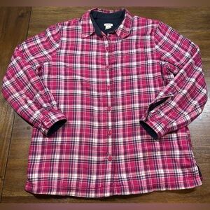 L.L. Bean Women’s Size M Pink Plaid Fleece Lined Shirt Jacket Shacket